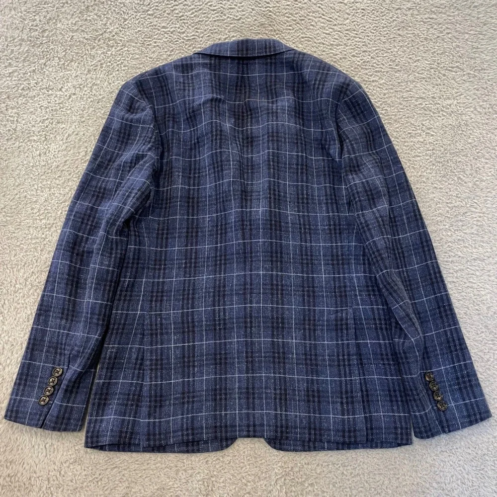Bonobos Jetsetter Wool Linen Blazer Mens‎ 38S Glen Plaid Slim Fit Unconstructed